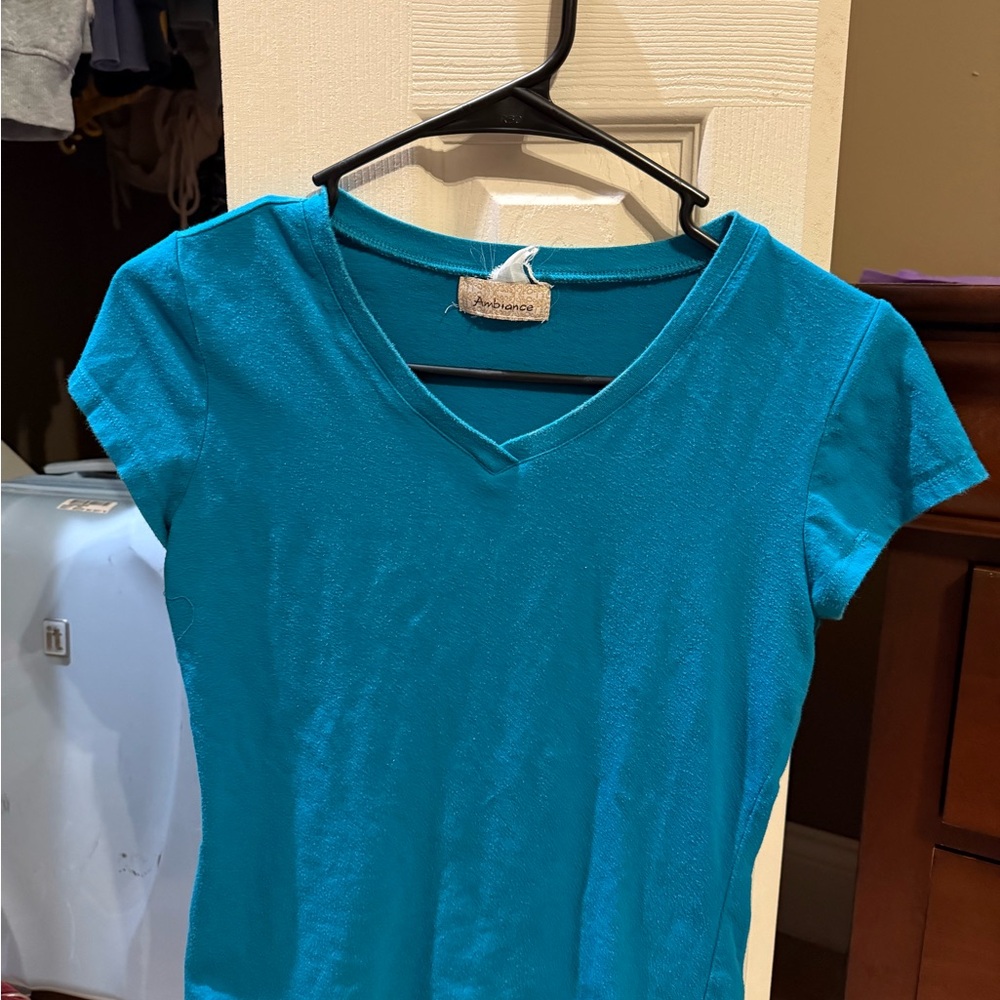 Ambiance Blue Fitted Cap Sleeve Tee